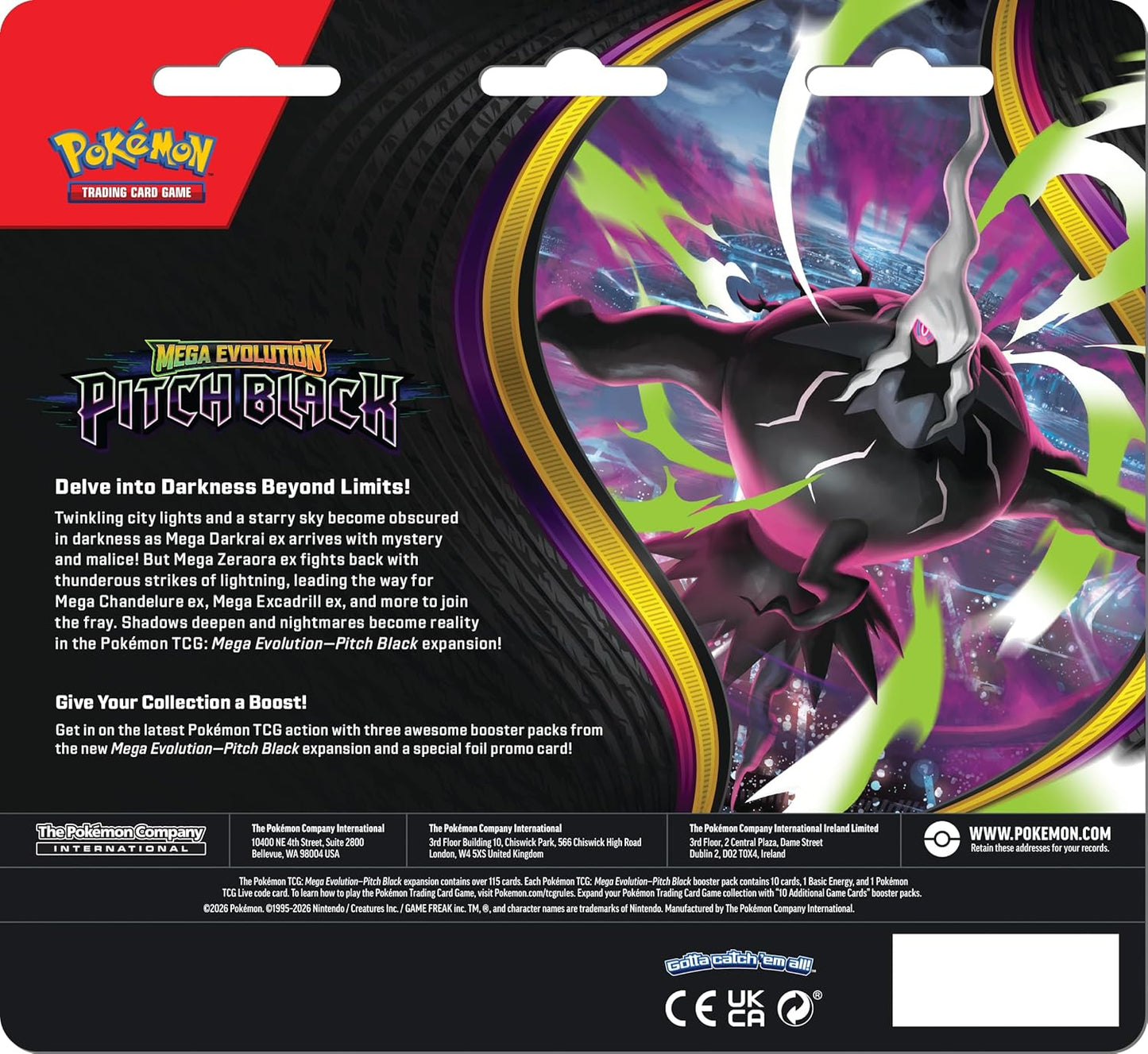 Pokémon TCG Mega Evolution — Pitch Black Three-Booster Blister (Inglés) — vista 2
