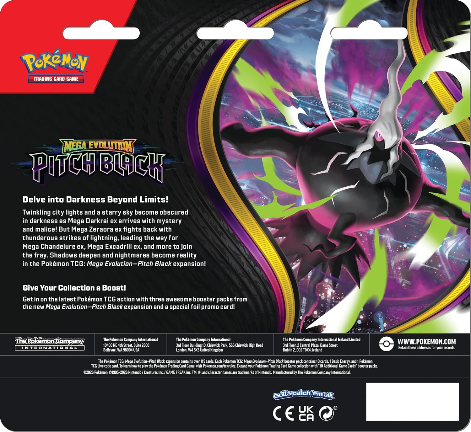 Pokémon TCG Mega Evolution — Pitch Black Three-Booster Blister (Inglés) — vista 2