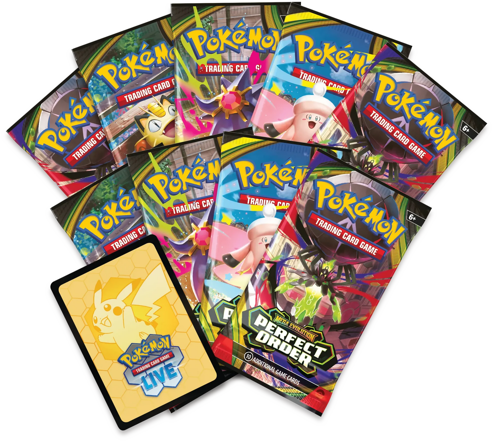 Collection of Pokémon trading card game packs on a white background