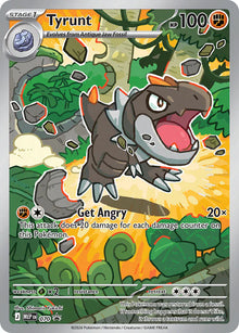 Pokémon trading card featuring Tyrunt with a green and orange background